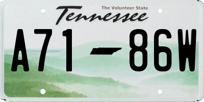 TN license plate A7186W