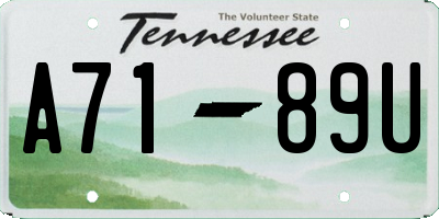 TN license plate A7189U
