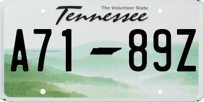 TN license plate A7189Z