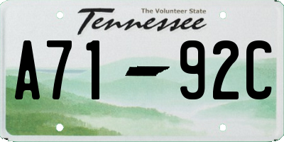 TN license plate A7192C