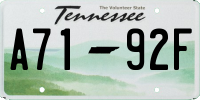 TN license plate A7192F