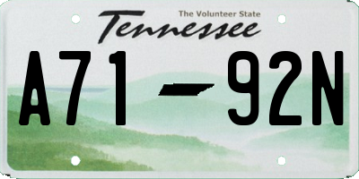 TN license plate A7192N
