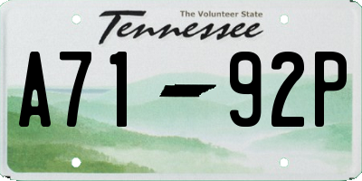 TN license plate A7192P