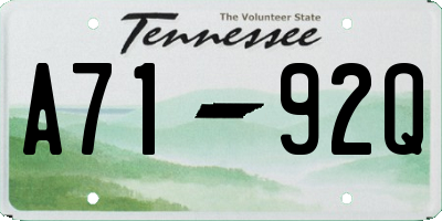TN license plate A7192Q