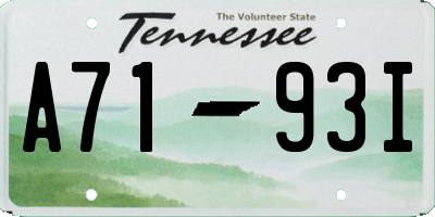 TN license plate A7193I
