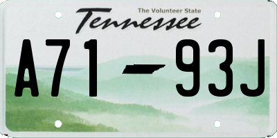 TN license plate A7193J