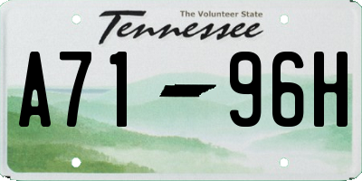 TN license plate A7196H