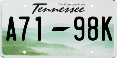 TN license plate A7198K