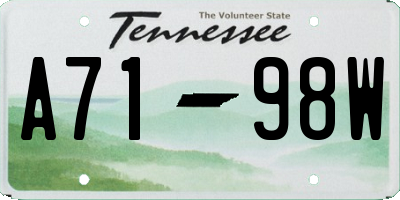 TN license plate A7198W