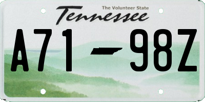TN license plate A7198Z