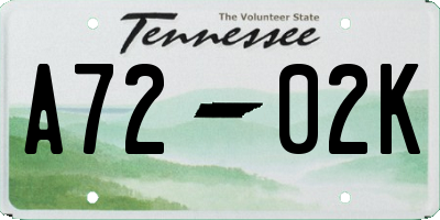 TN license plate A7202K
