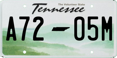 TN license plate A7205M