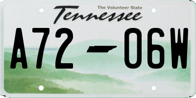TN license plate A7206W