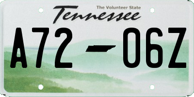 TN license plate A7206Z