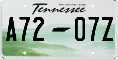 TN license plate A7207Z