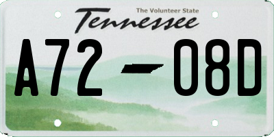 TN license plate A7208D