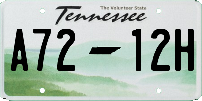 TN license plate A7212H