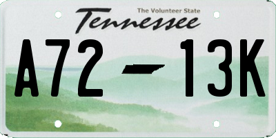 TN license plate A7213K
