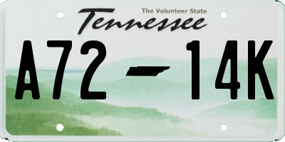 TN license plate A7214K