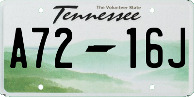 TN license plate A7216J