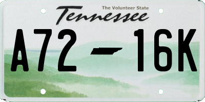 TN license plate A7216K