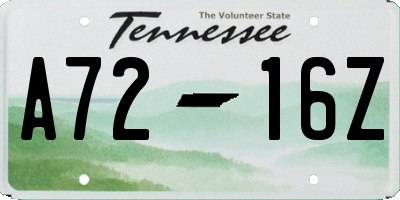 TN license plate A7216Z