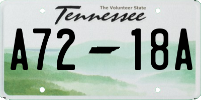 TN license plate A7218A