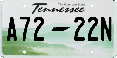 TN license plate A7222N