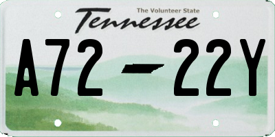 TN license plate A7222Y