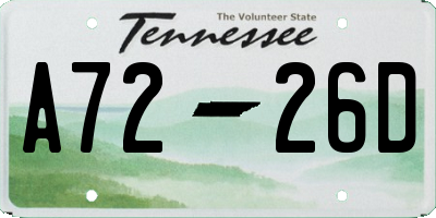 TN license plate A7226D