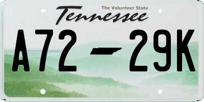 TN license plate A7229K
