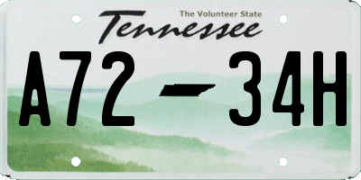 TN license plate A7234H