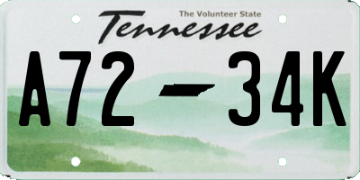 TN license plate A7234K