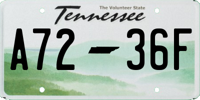 TN license plate A7236F