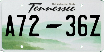 TN license plate A7236Z