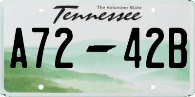 TN license plate A7242B