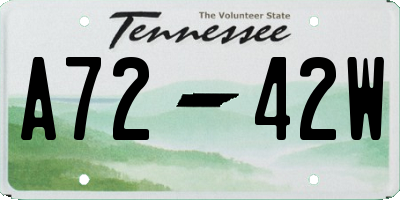 TN license plate A7242W