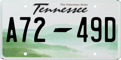 TN license plate A7249D