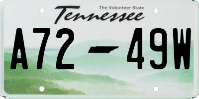 TN license plate A7249W