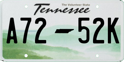 TN license plate A7252K