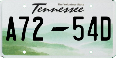 TN license plate A7254D