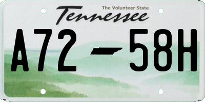 TN license plate A7258H