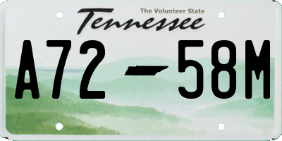 TN license plate A7258M