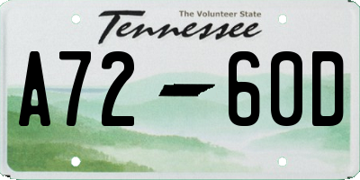 TN license plate A7260D