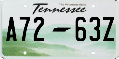 TN license plate A7263Z