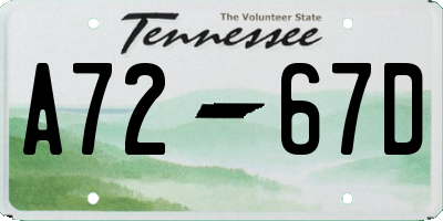 TN license plate A7267D