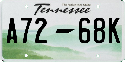 TN license plate A7268K