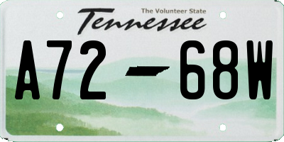 TN license plate A7268W