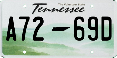 TN license plate A7269D