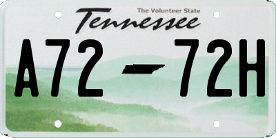 TN license plate A7272H